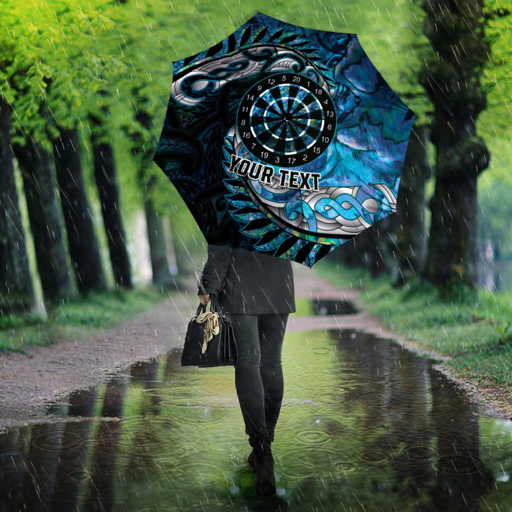 New Zealand Darts Personalised Umbrella Aotearoa Silver Fern Blue Papua Shell Spirit - Aussie Hoodie