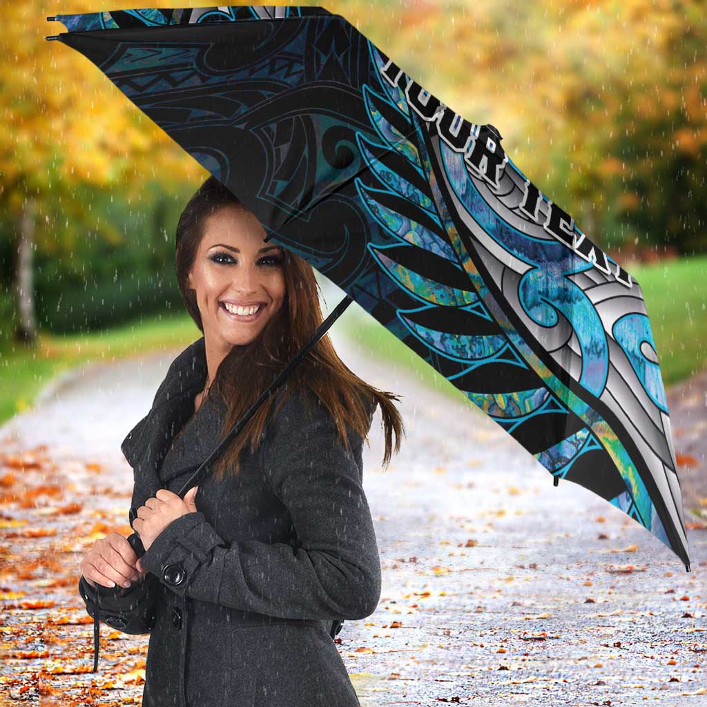 New Zealand Darts Personalised Umbrella Aotearoa Silver Fern Blue Papua Shell Spirit - Aussie Hoodie