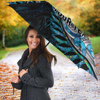 New Zealand Darts Personalised Umbrella Aotearoa Silver Fern Blue Papua Shell Spirit - Aussie Hoodie