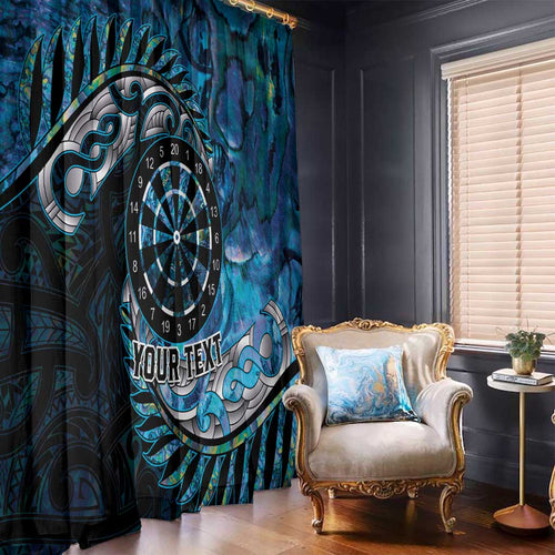 New Zealand Darts Personalised Window Curtain Aotearoa Silver Fern Blue Papua Shell Spirit