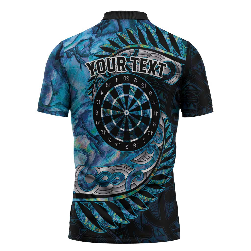 New Zealand Darts Personalised Zipper Polo Shirt Aotearoa Silver Fern Blue Papua Shell Spirit - Aussie Hoodie