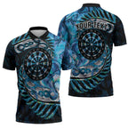 New Zealand Darts Personalised Zipper Polo Shirt Aotearoa Silver Fern Blue Papua Shell Spirit - Aussie Hoodie