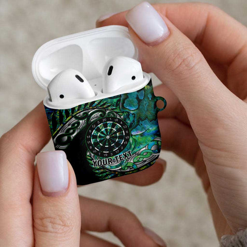 New Zealand Darts Personalised AirPods Case Aotearoa Silver Fern Green Papua Shell Spirit - Aussie Hoodie