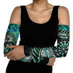 New Zealand Darts Personalised Arm Sleeves Aotearoa Silver Fern Green Papua Shell Spirit - Aussie Hoodie