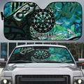 New Zealand Darts Personalised Auto Sun Shade Aotearoa Silver Fern Green Papua Shell Spirit - Aussie Hoodie