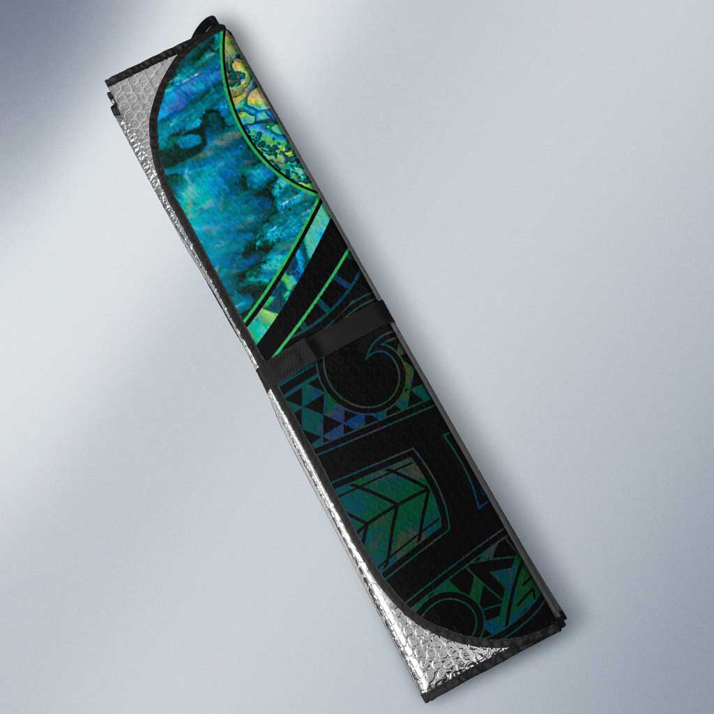 New Zealand Darts Personalised Auto Sun Shade Aotearoa Silver Fern Green Papua Shell Spirit - Aussie Hoodie