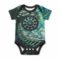 New Zealand Darts Personalised Baby Onesie Aotearoa Silver Fern Green Papua Shell Spirit