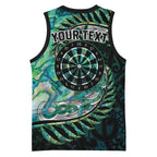 New Zealand Darts Personalised Basketball Jersey Aotearoa Silver Fern Green Papua Shell Spirit - Aussie Hoodie