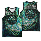 New Zealand Darts Personalised Basketball Jersey Aotearoa Silver Fern Green Papua Shell Spirit - Aussie Hoodie