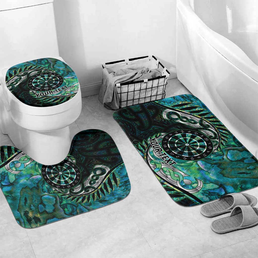 New Zealand Darts Personalised Bathroom Set Aotearoa Silver Fern Green Papua Shell Spirit - Aussie Hoodie