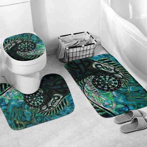 New Zealand Darts Personalised Bathroom Set Aotearoa Silver Fern Green Papua Shell Spirit - Aussie Hoodie