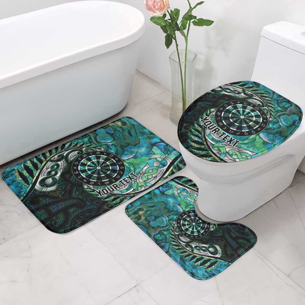 New Zealand Darts Personalised Bathroom Set Aotearoa Silver Fern Green Papua Shell Spirit - Aussie Hoodie