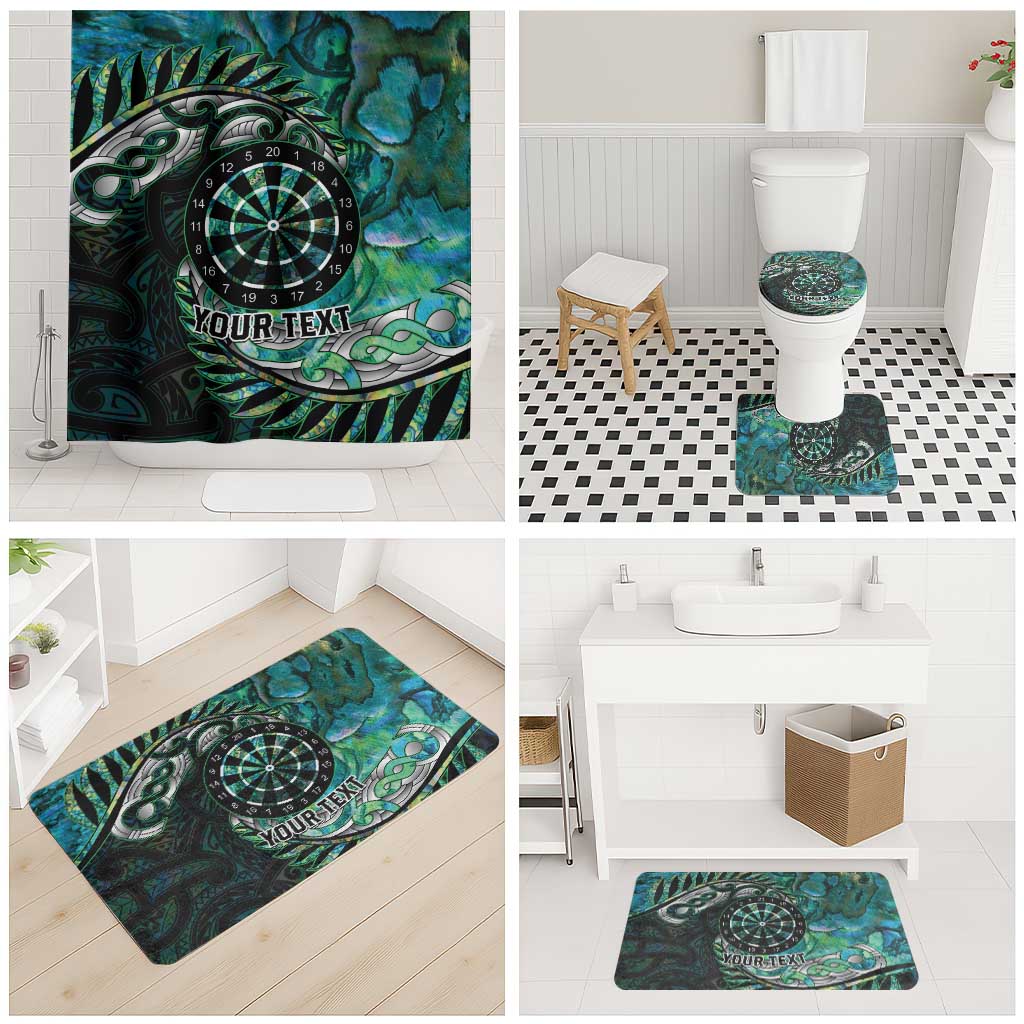 New Zealand Darts Personalised Bathroom Set Aotearoa Silver Fern Green Papua Shell Spirit - Aussie Hoodie