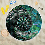 New Zealand Darts Personalised Beach Blanket Aotearoa Silver Fern Green Papua Shell Spirit
