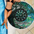 New Zealand Darts Personalised Beach Blanket Aotearoa Silver Fern Green Papua Shell Spirit
