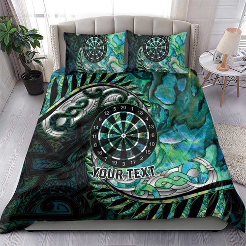 New Zealand Darts Personalised Bedding Set Aotearoa Silver Fern Green Papua Shell Spirit