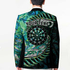 New Zealand Darts Personalised Blazer Aotearoa Silver Fern Green Papua Shell Spirit - Aussie Hoodie