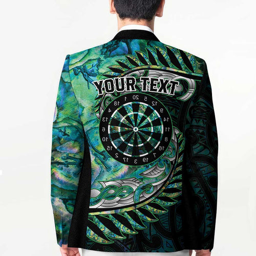 New Zealand Darts Personalised Blazer Aotearoa Silver Fern Green Papua Shell Spirit - Aussie Hoodie