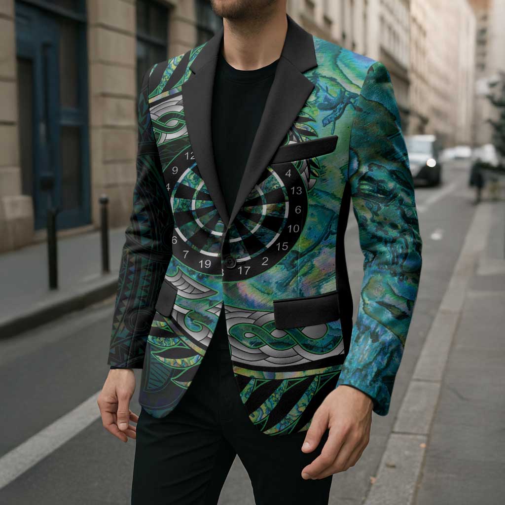 New Zealand Darts Personalised Blazer Aotearoa Silver Fern Green Papua Shell Spirit - Aussie Hoodie