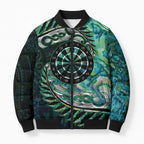 New Zealand Darts Personalised Bomber Puffer Jacket Aotearoa Silver Fern Green Papua Shell Spirit - Aussie Hoodie