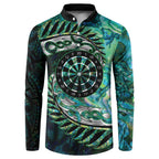 New Zealand Darts Personalised Button Sweatshirt Aotearoa Silver Fern Green Papua Shell Spirit