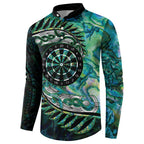 New Zealand Darts Personalised Button Sweatshirt Aotearoa Silver Fern Green Papua Shell Spirit