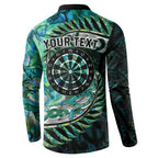 New Zealand Darts Personalised Button Sweatshirt Aotearoa Silver Fern Green Papua Shell Spirit