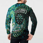 New Zealand Darts Personalised Button Sweatshirt Aotearoa Silver Fern Green Papua Shell Spirit