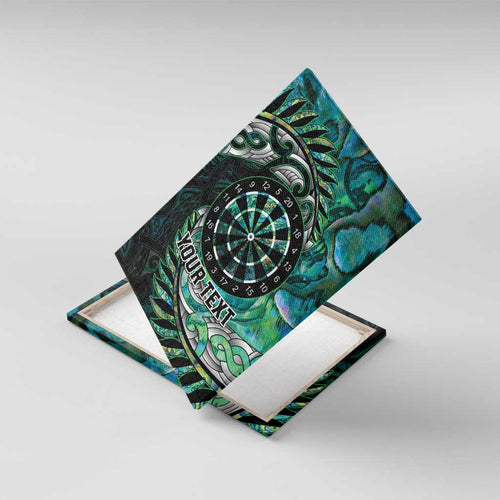 New Zealand Darts Personalised Canvas Wall Art Aotearoa Silver Fern Green Papua Shell Spirit