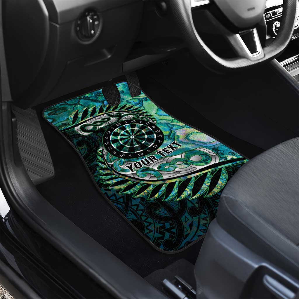 New Zealand Darts Personalised Car Mats Aotearoa Silver Fern Green Papua Shell Spirit