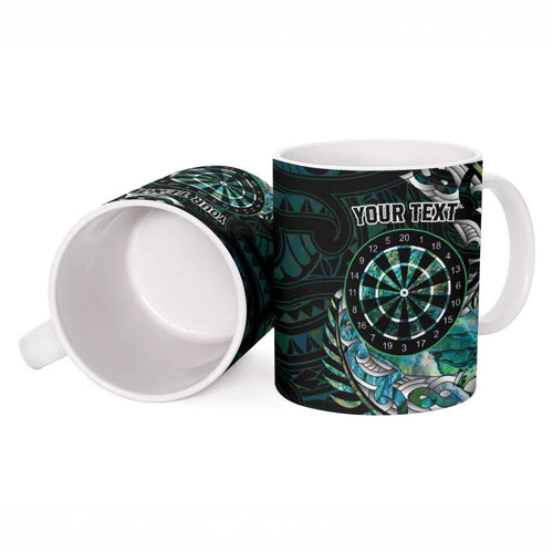New Zealand Darts Personalised Ceramic Mug Aotearoa Silver Fern Green Papua Shell Spirit - Aussie Hoodie