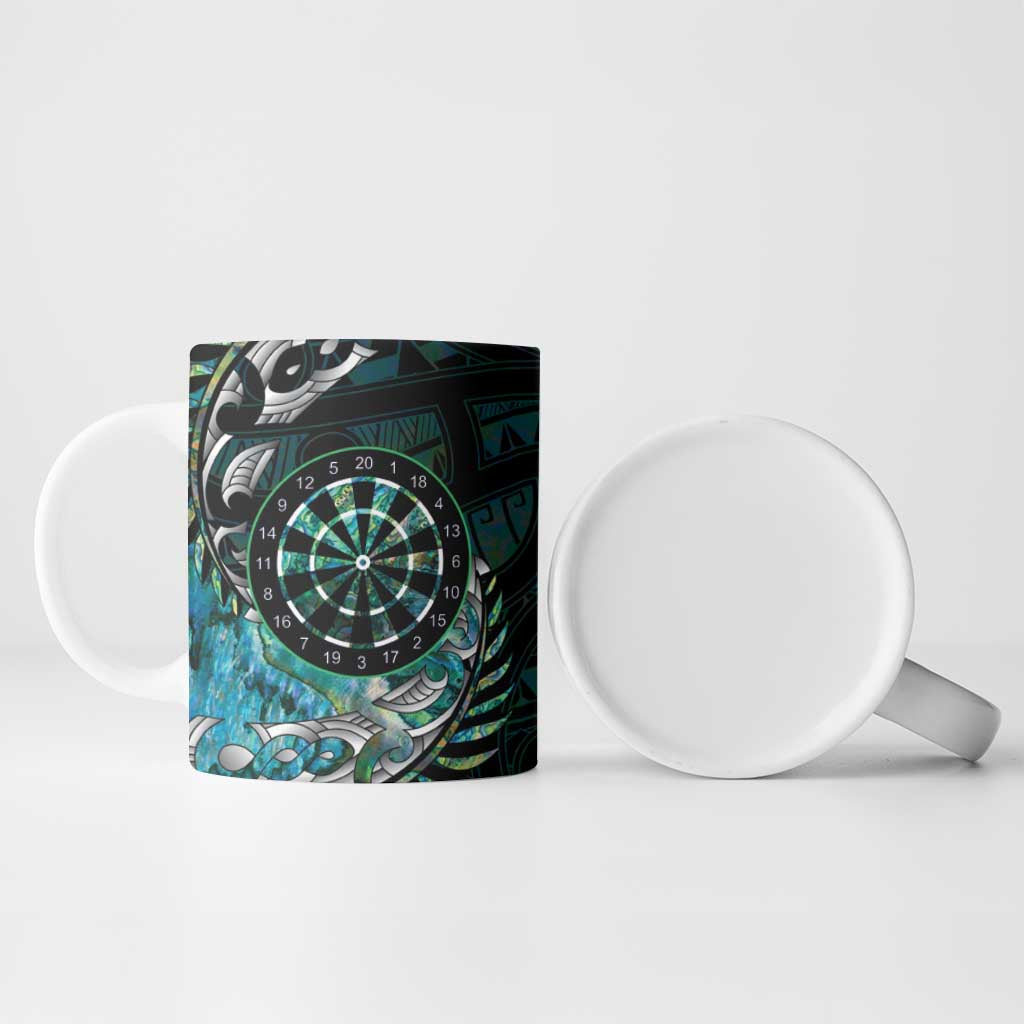 New Zealand Darts Personalised Ceramic Mug Aotearoa Silver Fern Green Papua Shell Spirit - Aussie Hoodie