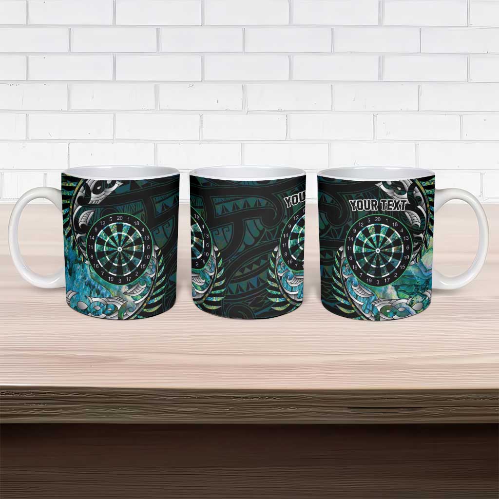 New Zealand Darts Personalised Ceramic Mug Aotearoa Silver Fern Green Papua Shell Spirit - Aussie Hoodie