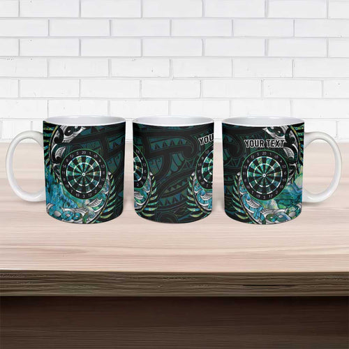 New Zealand Darts Personalised Ceramic Mug Aotearoa Silver Fern Green Papua Shell Spirit - Aussie Hoodie