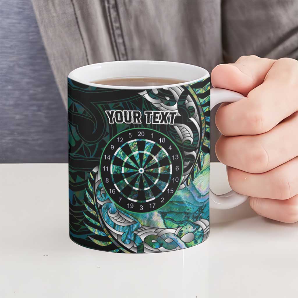 New Zealand Darts Personalised Ceramic Mug Aotearoa Silver Fern Green Papua Shell Spirit - Aussie Hoodie