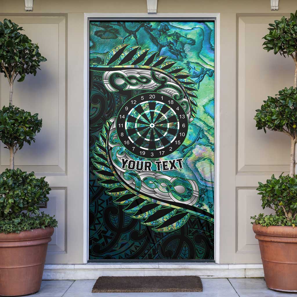 New Zealand Darts Personalised Door Cover Aotearoa Silver Fern Green Papua Shell Spirit - Aussie Hoodie
