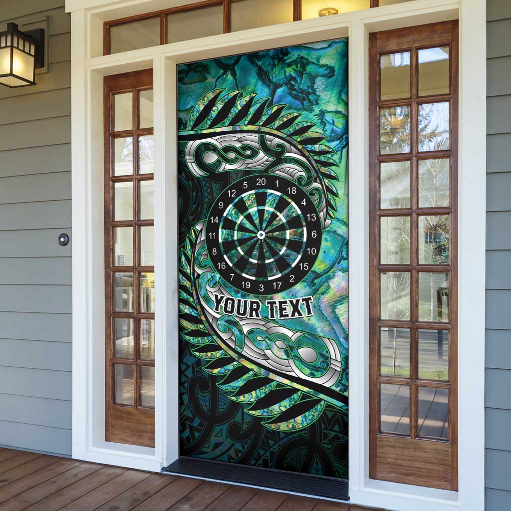 New Zealand Darts Personalised Door Cover Aotearoa Silver Fern Green Papua Shell Spirit - Aussie Hoodie