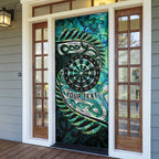 New Zealand Darts Personalised Door Cover Aotearoa Silver Fern Green Papua Shell Spirit - Aussie Hoodie