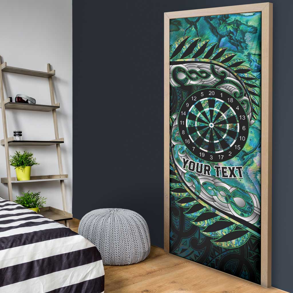 New Zealand Darts Personalised Door Cover Aotearoa Silver Fern Green Papua Shell Spirit - Aussie Hoodie