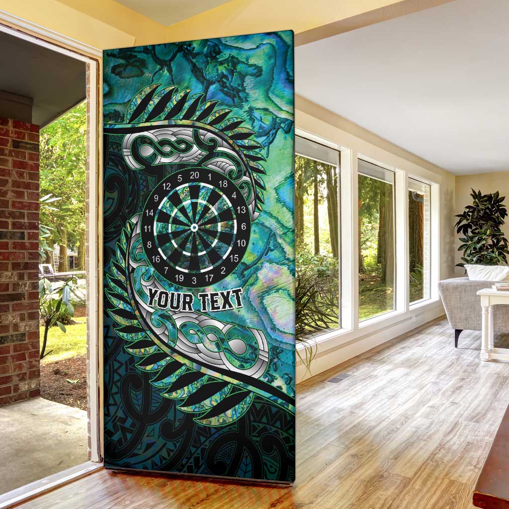 New Zealand Darts Personalised Door Cover Aotearoa Silver Fern Green Papua Shell Spirit - Aussie Hoodie
