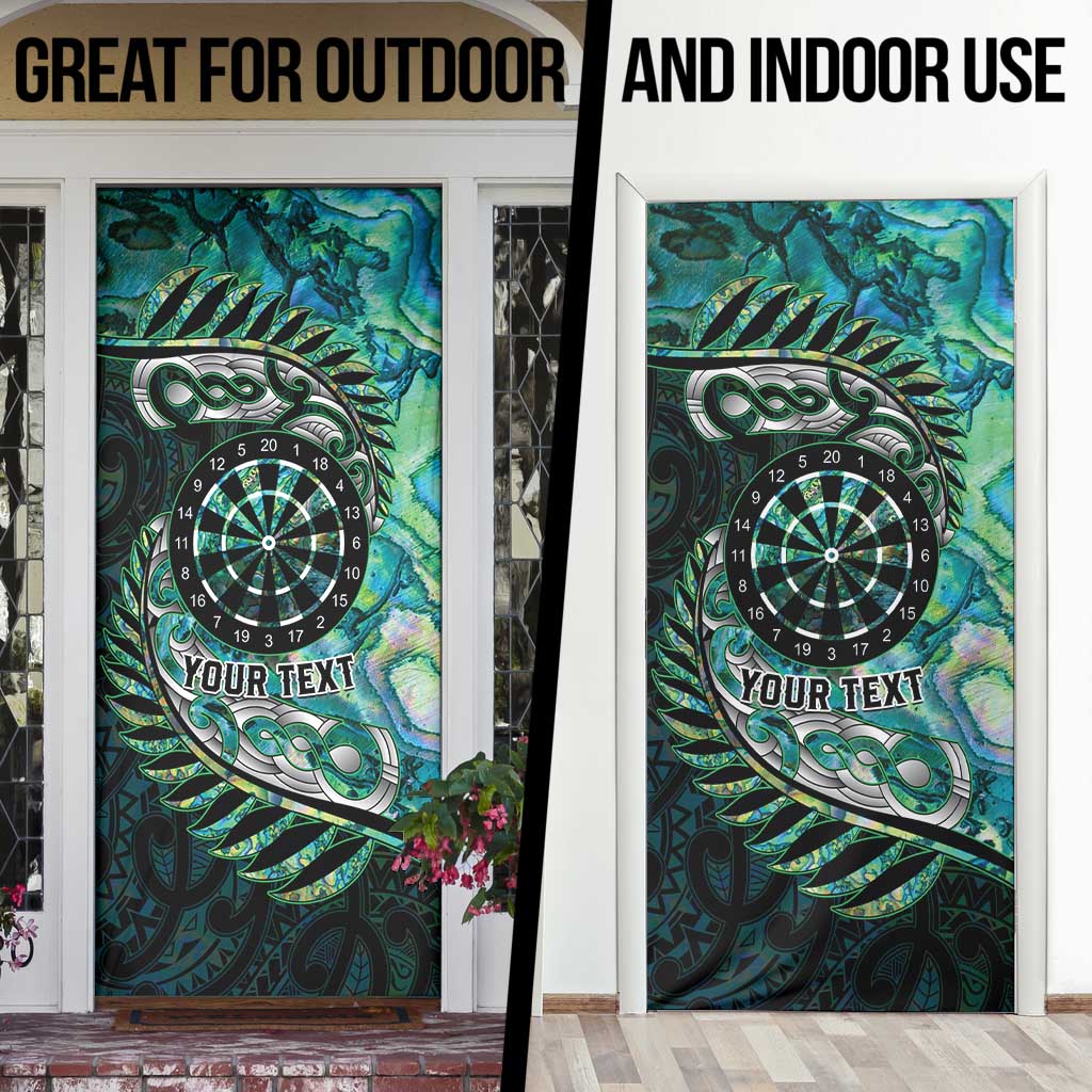 New Zealand Darts Personalised Door Cover Aotearoa Silver Fern Green Papua Shell Spirit - Aussie Hoodie