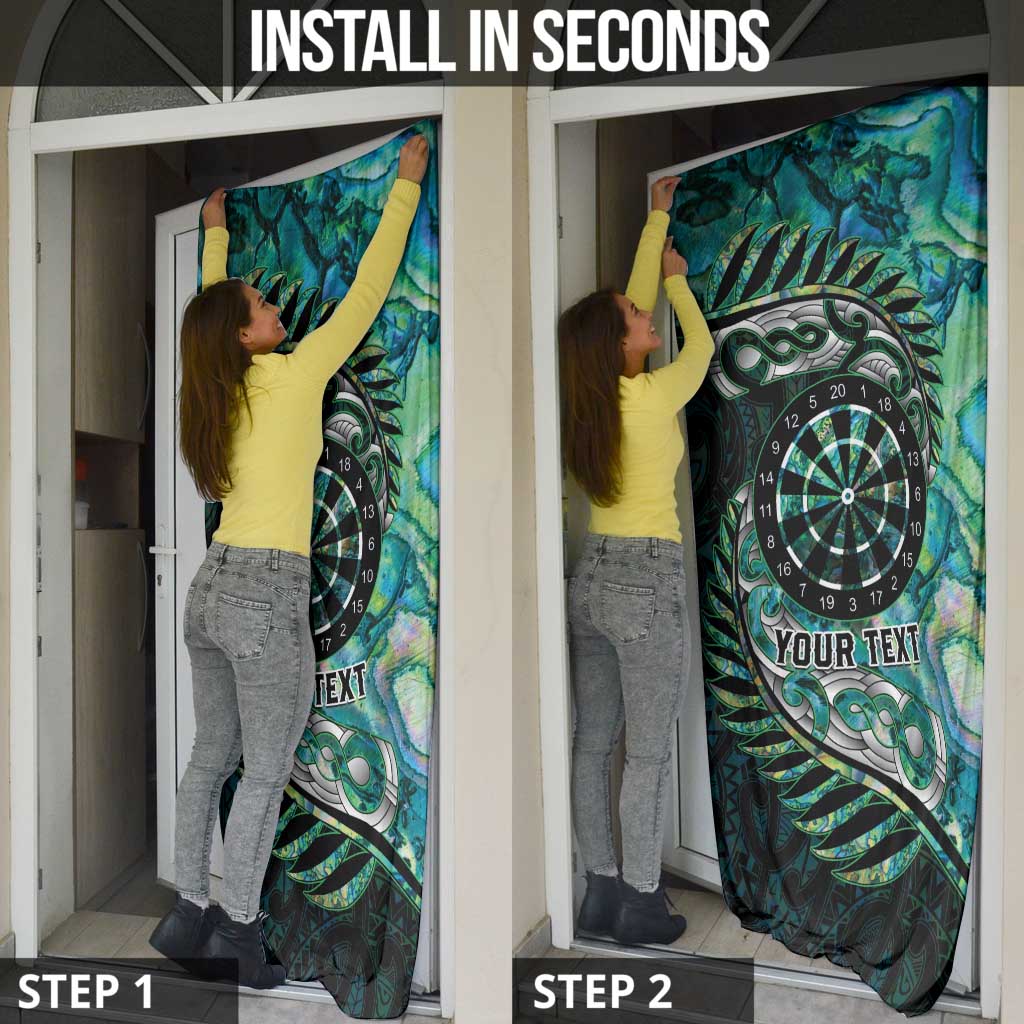 New Zealand Darts Personalised Door Cover Aotearoa Silver Fern Green Papua Shell Spirit - Aussie Hoodie