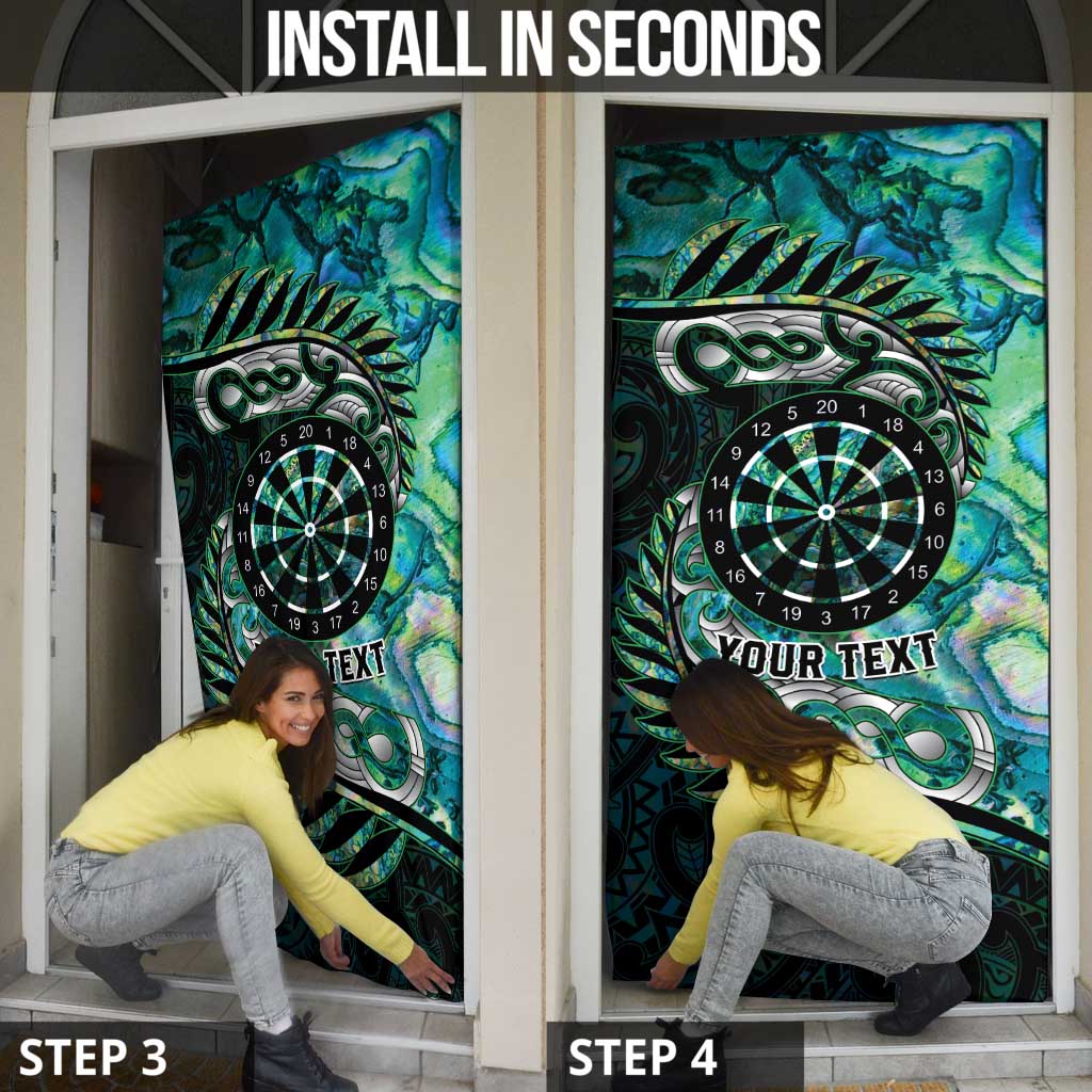 New Zealand Darts Personalised Door Cover Aotearoa Silver Fern Green Papua Shell Spirit - Aussie Hoodie