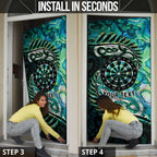 New Zealand Darts Personalised Door Cover Aotearoa Silver Fern Green Papua Shell Spirit - Aussie Hoodie