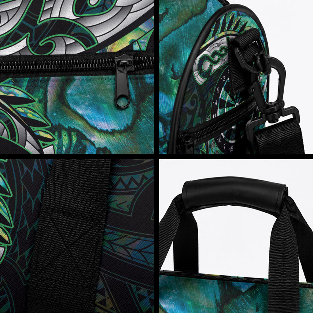 New Zealand Darts Personalised Duffle Bag Aotearoa Silver Fern Green Papua Shell Spirit