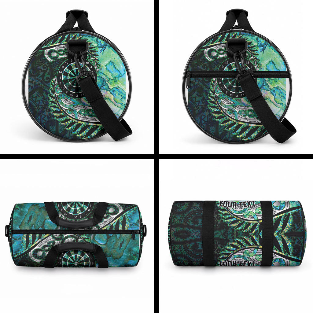 New Zealand Darts Personalised Duffle Bag Aotearoa Silver Fern Green Papua Shell Spirit