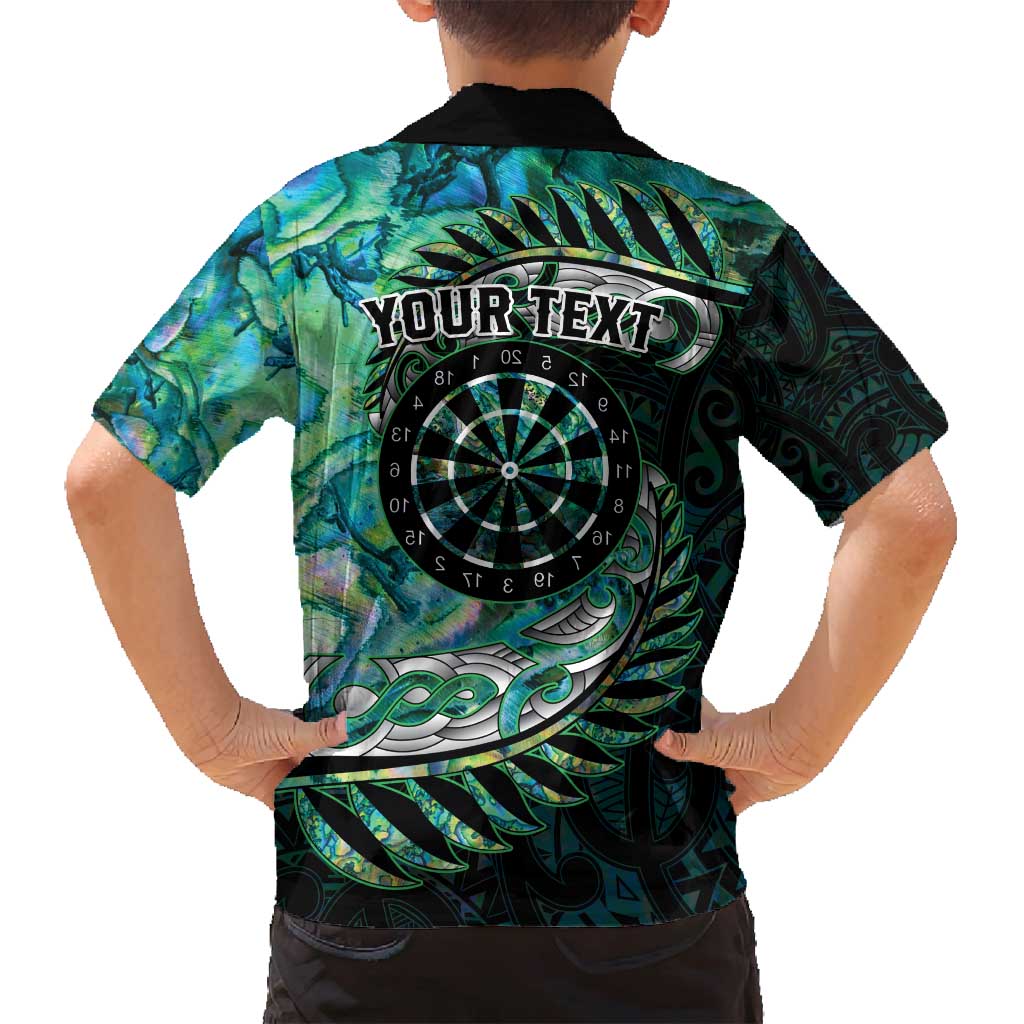 New Zealand Darts Personalised Family Matching Long Sleeve Bodycon Dress and Hawaiian Shirt Aotearoa Silver Fern Green Papua Shell Spirit