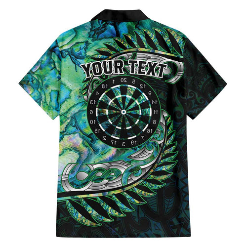 New Zealand Darts Personalised Family Matching Long Sleeve Bodycon Dress and Hawaiian Shirt Aotearoa Silver Fern Green Papua Shell Spirit