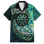 New Zealand Darts Personalised Family Matching Off Shoulder Maxi Dress and Hawaiian Shirt Aotearoa Silver Fern Green Papua Shell Spirit