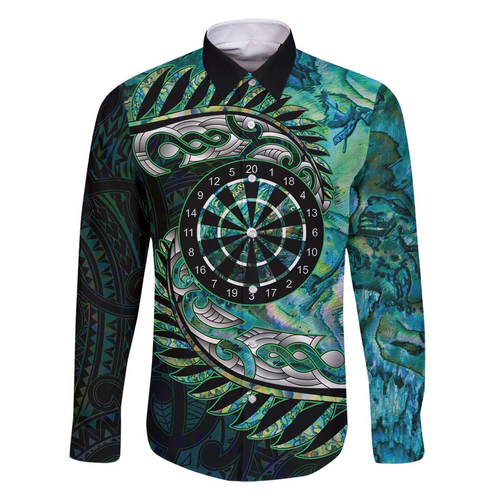 New Zealand Darts Personalised Family Matching Off Shoulder Maxi Dress and Hawaiian Shirt Aotearoa Silver Fern Green Papua Shell Spirit